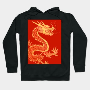 Chinese Golden Dragon on a Lucky Red Background: Chinese New Year, Year of the Dragon on a Dark Background Hoodie